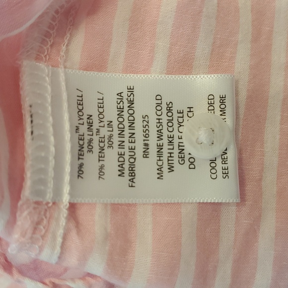 Lola River Pink and White Striped Linen Blend Top, Size Medium - Picture 7 of 9